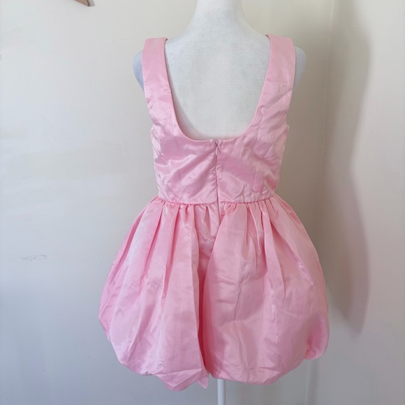 NWOT lulus Regal Cutie Light Pink Satin Square Neck Bubble-Hem Mini Dress READ - Picture 6 of 11